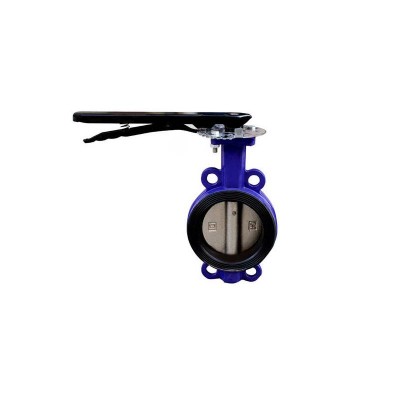 Dn40-dn600 Cast Iron Rubber Lined Soft Sealing Centerline Handle Wafer Butterfly Valve